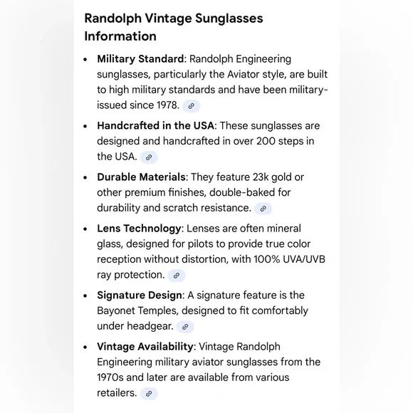 Randolph Engineering USA Inc Military Standard Aviator Sunglasses *Vintage* 🕶️